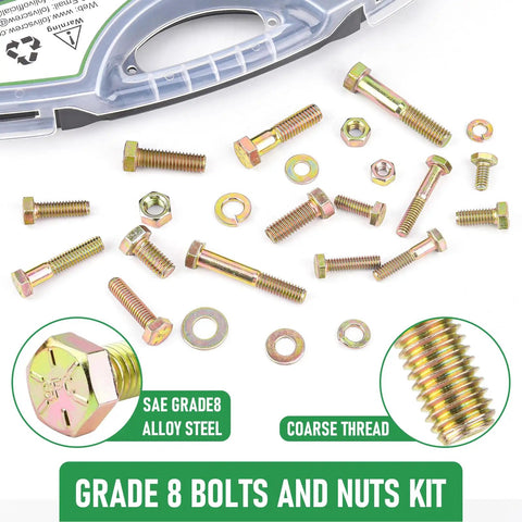 Heavy Duty Stainless Steel 304 Hex Bolts Nuts Flat Washers Assortment Kit 212 Piece SAE Hardware Set With 10 SAE Sizes