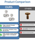 Product comparison of Top Shelf Stainless Steel 1/4 20 Camera Screw Set A Hella Tough 16 Pack showing corrosion resistance and quality.
