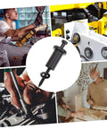 Collage showing 4 sets sliding barn door hardware spacers and track connectors carbon steel adjustable wall mounted spacing.