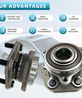 Premium Quality Fresh Pair Of Front Wheel Bearing Hub Assemblies For Tesla Model 3 And Model Y AWD, detailed view with bolts and seals.
