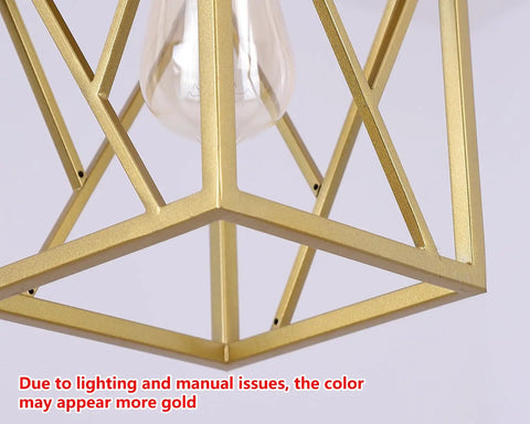 Close-up of metal cage detail on Modern Gold Pendant Light With Metal Cage One Light Adjustable Rods Mini Pendant Fixture.