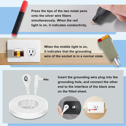 King Size Grounded Bed Sheet Kit With 90 Percent Organic Cotton And 10 Percent Silver Fiber, instructions for grounding plate setup