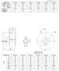Technical drawings and specifications for Rock-Solid Magnetic Powder Brake With Slim Profile For Stable Torque PBT-003 PBT-006 PBT-025.