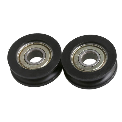 Four Piece U Type Black Pulley Wheel Set With 8mm Shaft Hole And 30mm Diameter For Smooth Rolling Rails Heavy Duty Replacement Roller Bearing Max Load 99kg Ideal For DIY Projects Equipment Upgrades And Garage Setups, two wheels