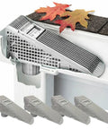 4 Pack Wedge Downspout Gutter Guard For 2 By 3 Standard Downspouts Leaves Push Through And Dry Off Easy Clear Gutter Shield No Clog Leaf Guard That Blows Debris Out Durable Weather Resistant shown installed in gutter