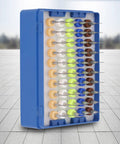 Pro Grade Carbide Micro Drill Bits Set 50Pcs 0.5-0.9mm Spiral Flute Engraving Tools in blue case displayed upright