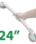 Suction Grip Bathtub And Shower Safety Handle White 24 Inch Non Slip Grab Bar No Tools Install Portable Easy Attach Remove Works On Smooth Surface