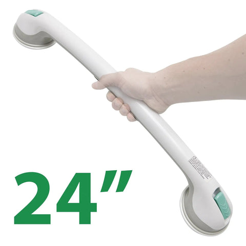 Suction Grip Bathtub And Shower Safety Handle White 24 Inch Non Slip Grab Bar No Tools Install Portable Easy Attach Remove Works On Smooth Surface