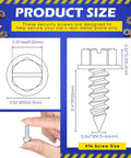 Diagram of 100 Pack Car License Plate Screws 14 by Three Quarter Inch Slotted Hex Head Mounting Screws with measurements.