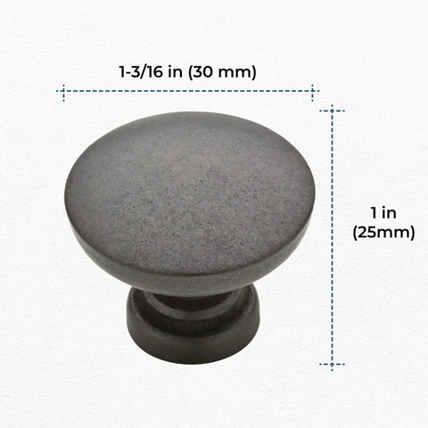Fulton Soft Iron Round Cabinet Knobs One And Three Sixteenth Inch Easy Install Durable Hardware Front View