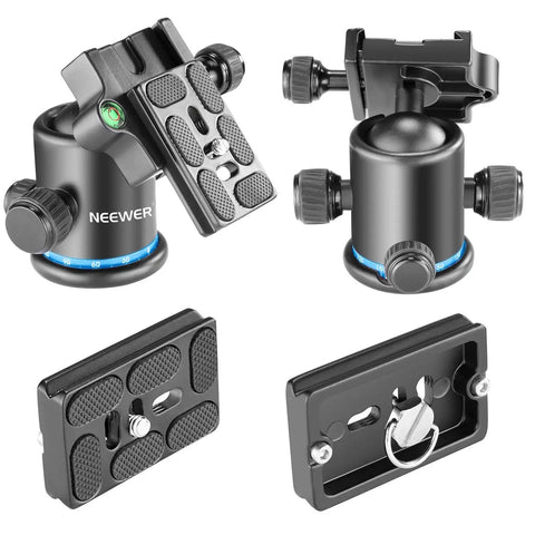 36mm Tripod Ball Head With 360 Degree Pan, Heavy Duty Metal Build, Arca Type Plate, Pro Grade Rig Companion For Photography And Videography, Rock Solid Locking Knobs For Precise Angles, shown with plate