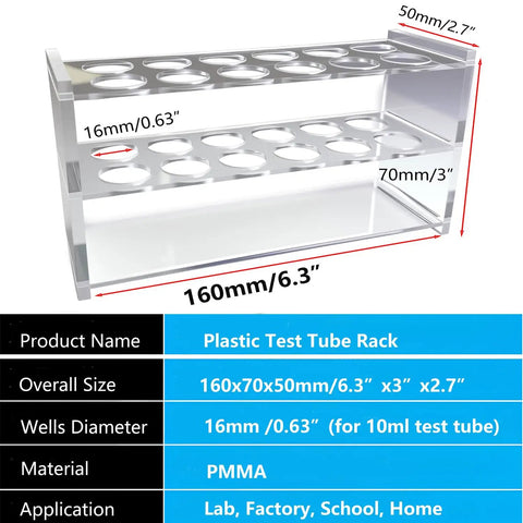 Clear Acrylic Test Tube Rack With Twelve Sockets For 10ML Tubes Plastic Centrifuge Tube Holder Stand All In One Lab Organizer