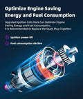 Digital graphic showcasing ignition coil power lift and fuel efficiency for UF756 Ignition Coil Pack With Iridium Spark Plugs Kit For Volvo.