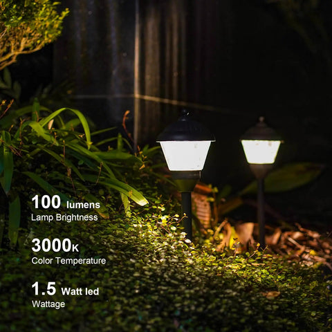 Six Pack 1.5W LED Outdoor Pathway Lights Low Voltage Kit With 100 Lumen Warm White 3000K Bronze Metal Hardwired Walkway Lights