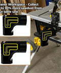 Table Saw Dust Collection Adapter With Snap On Dust Port, Tool Free Installation, Easy Hook On Fit, Efficient Sawdust Capture Up To Ninety Percent, Cleaner And Safer Workshop, Quick Setup, Black Finish.