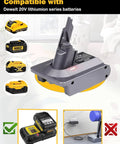TPDL 20V DeWalt To V7 Battery Adapter Converter for V7 Series Cordless Vacuums on white background with DeWalt battery images