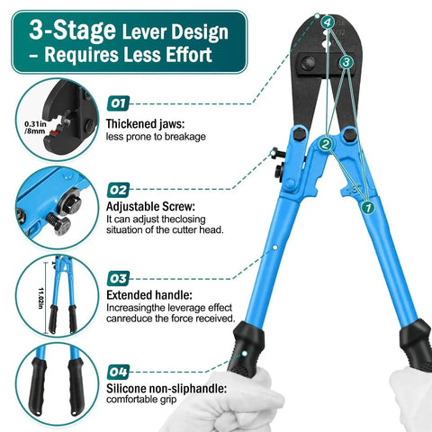 3-stage lever crimping tool with thickened jaws, adjustable screw, and silicone grip for 1/8 Inch Stainless Steel Wire Rope Kit With 164 Foot Heavy Duty Cable And Complete Crimping Tool Set Featuring M3 Thimbles Aluminum Sleeves No Sweat Diy Setup Ready To Roll For Quick Projects.