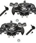 Front Steering Knuckles And Wheel Hub Bearings Plus Outer Tie Rod Ends Replacement Kit For 2009 To 2013 Toyota Corolla Matrix, 4 Piece Set, Direct Fit, OE Quality, Beefed-Up Components, Improves Steering Performance And Durability.