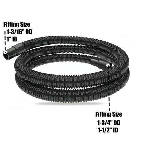 10 Ft Dust Collection Hose Kit With Five Fittings For Woodworking Tools Home Use And Wet Dry Shop Vacuums Includes 1 3/16 In OD Hose 1 In ID