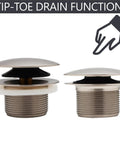 Swanky Satin Nickel Mushroom Tip Toe Bathtub Drain Stopper 1 1/2 Inch NPSM push button for easy tub drainage