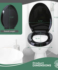 Soft Close Elongated Toilet Seat In Black With Quiet Close Lid, Contoured Comfort, Easy Install, Grip-Tight Bumpers