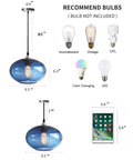 Pendant Lights Kitchen Island Hand Blown Glass UFO Ceiling Light Fixture With Seeded Bubbles, bulb options shown