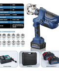 Heavy Duty Electric Hydraulic Crimping Tool For Copper Aluminum Wires Rechargeable Lithium Battery Cable Lug Crimper with two batteries