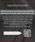 Instructions for Turn Heads Rich Black Tire Shine And Trim Restorer With Ceramic Hybrid Shield, QR code included.