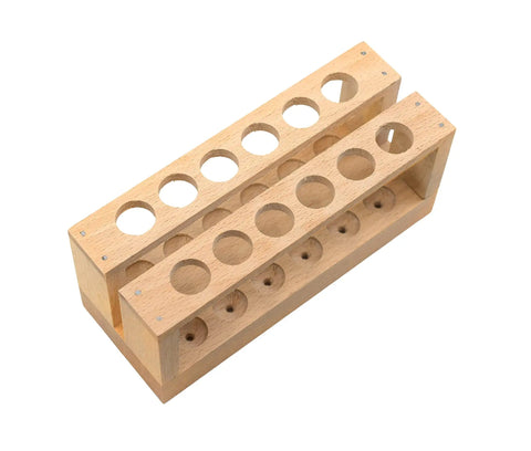 Budget Friendly Oak Test Tube Rack Holds Up To 12 Tubes Up To 15mm, 6 Inches Wide And 2.7 Inches Tall, Simple Sturdy Unfinished Hardwood