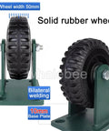 Heavy Duty Industrial Casters Set Of 4, 6 Inch Or 8 Inch Picks, Swivel Fixed Plate Mount with solid rubber wheel and 10mm base plate.