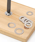 175 Piece 304 Stainless Steel Flat Washers Set In 6 Sizes M4 M5 M6 M8 M10 M12 With Clear Storage Box For Screws Bolts And All Your Hardware Projects Pro Grade Durable Spacer Shim Kit used in wood assembly