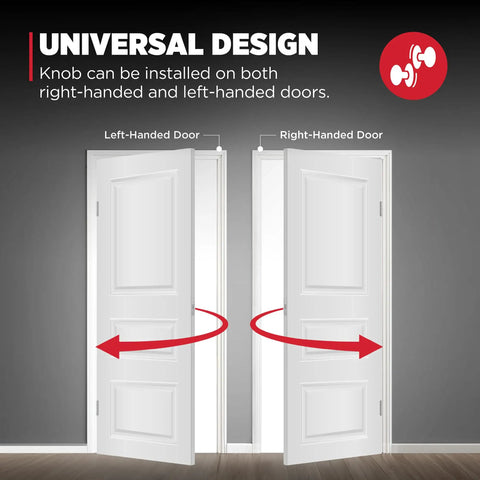 Universal design for Polo Entry Knob And Deadbolt Combo Pack, Satin Nickel Finish, fits left and right-handed doors