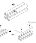 Diagram of 100 Pcs M8 T Slot Nuts Hammer Head Fasteners for 4040 Aluminum Profiles Nickel Plated Carbon Steel Rust Resistant
