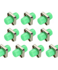Fiber Optic Coupler FC To FC/APC Square Flange Single Mode Simplex Adapter FC-FC/APC, metal connectors with green sleeves, 10-pack