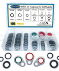 AC System Compressor Gasket Seal Kit 60 Piece Port Seal Washer Set For Air Conditioning Repair displayed in a clear case