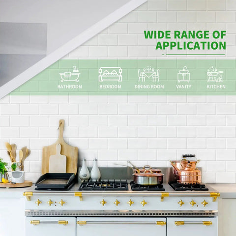 Kitchen showcasing Peel And Stick Backsplash Tile Set For Kitchen And Bath Self Adhesive Vinyl Subway Tiles Easy DIY No Mess No Fuss
