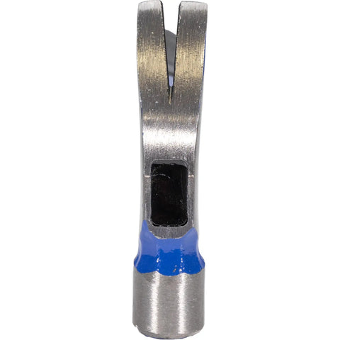 Close-up of the rip claw of the Rip Claw Nail Hammer with Fiberglass Handle 24 oz built for framing and trim work installing and removing nails