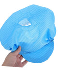 Blue Anti Static Work Caps 5 Pack Breathable Polyester Mesh Hat Lightweight Dustproof Headwear For Industrial Floors And Kitchen Shifts No Sweat Design shown held in hand.