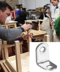 Heavy Duty L Brackets 10 Pack With 20 Screws Rust Resistant Stainless Steel Corner Supports for shelving use in workshop.