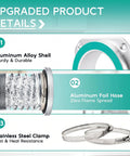 Magnetic Dryer Vent Connector Kit With Airtight Quick Connect For Four Inch Hose showing aluminum shell, foil hose, and clamps
