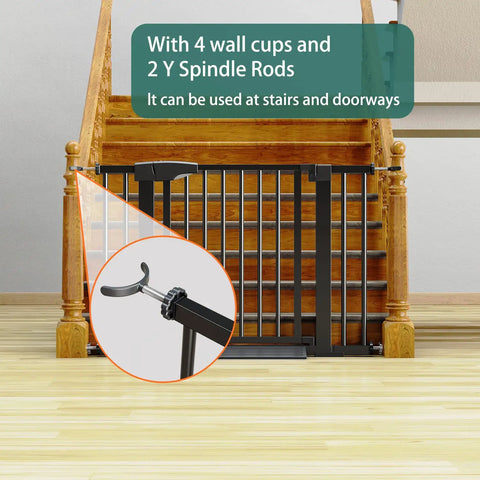 Mom Approved Baby Gate For Stairs And Doorways Fits 26 To 40 Inch Openings No Drilling Auto Close Safety Gate installed on stairs