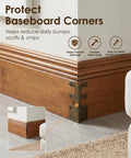 Built Like A Tank Solid Brass Wall Corner Guards Heavy Duty Bronze Baseboard Edge Protectors Rust Resistant Furniture Scuff Shields 16 Pack Quick Install Hardware Included on wood baseboard corner.