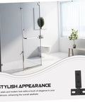 Heavy Duty Stainless Steel Shower Door Hinge With Dual Hole Pivot, Black Metal Bathroom Hardware For Frameless Glass Enclosure, stylish modern design.
