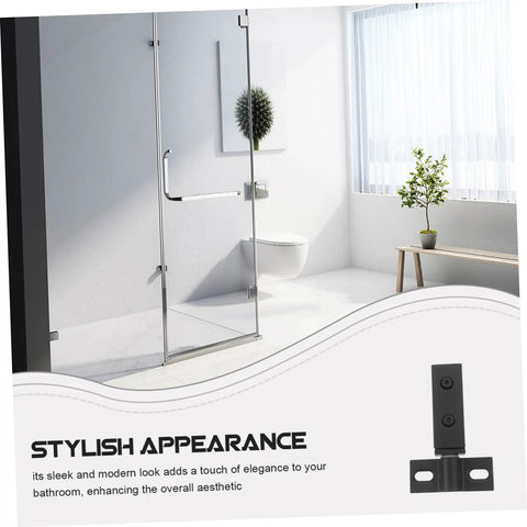 Heavy Duty Stainless Steel Shower Door Hinge With Dual Hole Pivot, Black Metal Bathroom Hardware For Frameless Glass Enclosure, stylish modern design.
