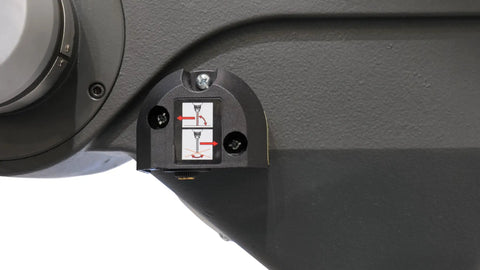 Digital depth control panel of Top Notch Benchtop Drill Press 1.5 HP 110V showing operation instructions.