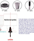 Diagram showing heavy duty CAT40 ATC alignment gage and tool holder parts for spindle alignment in CNC machines.