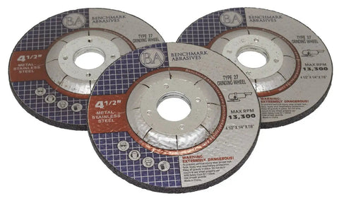Four And A Half Inch Aluminum Oxide Depressed Center Type 27 Cut Off Wheels For Metals One Quarter Inch Thick Seven Eighths Inch Arbor Angle Grinder Cutting Discs Grinding Wheels Set Fifteen Pack