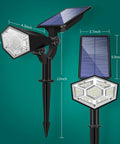 Dual Color Solar Powered Garden Lights Set Of 6 Wall Or Ground Mount Waterproof Outdoor Pathway Driveway Palm Trees Landscape Lighting For Yard Walkway And More, showing size measurements