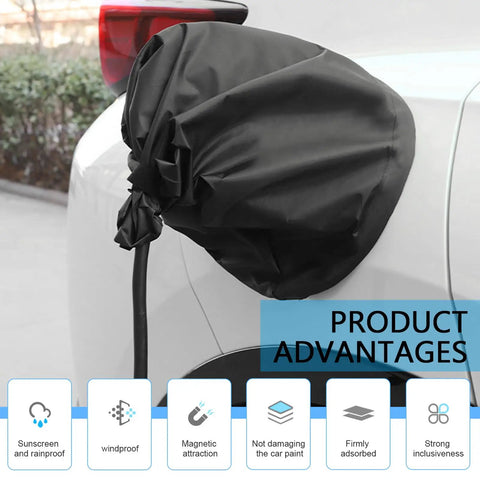 Magnetic EV Charger Port Cover For Your Daily Rig Heavy Duty Waterproof Shield guards black wrap over vehicle charger