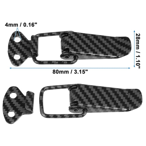 Universal Car Bumper Security Hook Lock Clips Kit Quick Release Hook Clips for Trunk and Bumpers Fenders Carbon Fiber Pattern 80x28mm